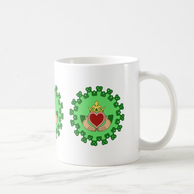 Taza De Café Claddagh y entrelazado verde (Derecha)