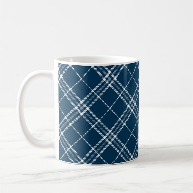 Taza De Café Clan Azul Moderno Clark Tartan Plaid (Izquierda)