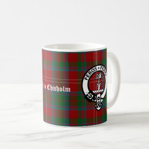 Taza De Café Clan Chisholm Tartan & Escudo Badge