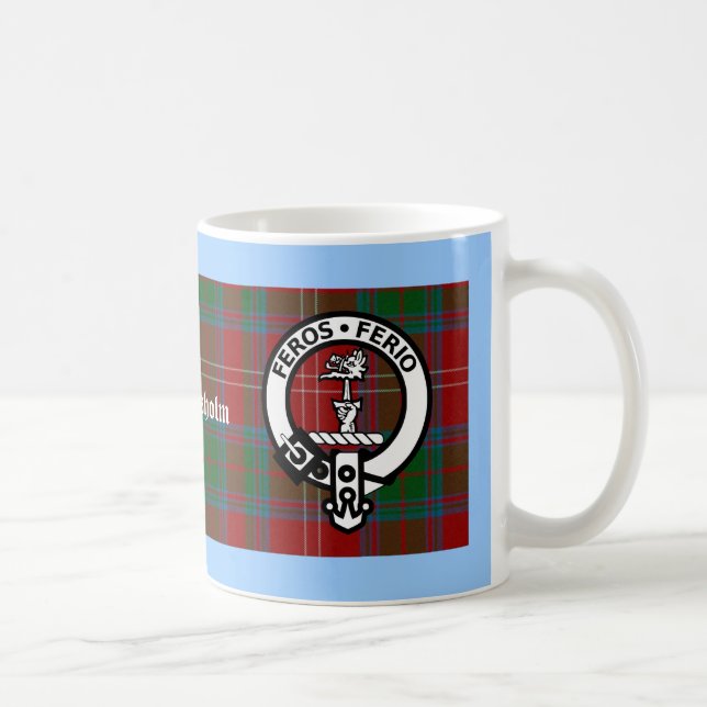 Taza De Café Clan Chisholm Tartan & Escudo Badge (Derecha)