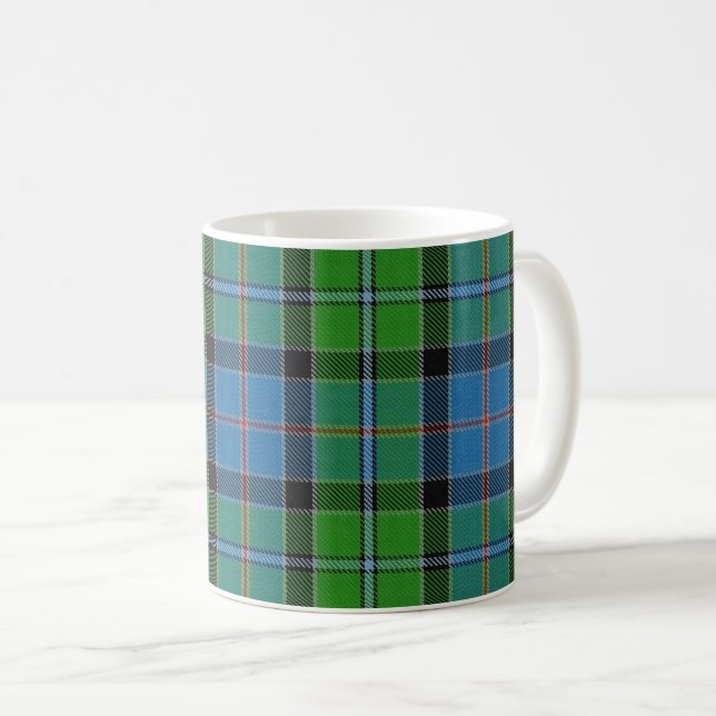 Taza De Café Clan clásico tela escocesa azul y verde de (Anverso derecho)