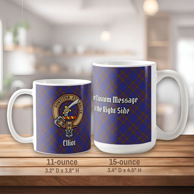 Taza De Café Clan Elliot Escudo sobre el tartán moderno (Subido por el creador)