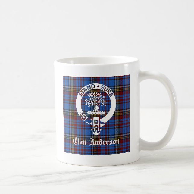 Taza De Café Clan escocés Anderson Escudo y Tartán (Derecha)