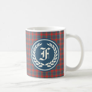 Taza De Café Clan Fraser del monograma antiguo del tartán de