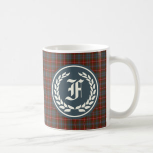 Taza De Café Clan Fraser del monograma del tartán de la