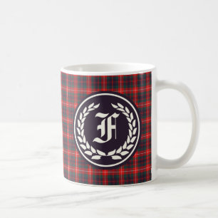 Taza De Café Clan Fraser del monograma moderno del tartán de