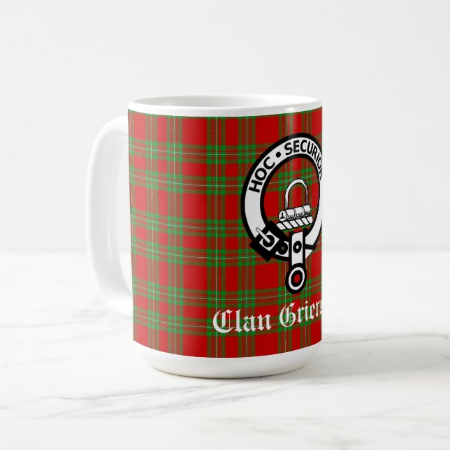 Taza De Café Clan Grierson Escudo Badge & Tartan (Anverso izquierdo)