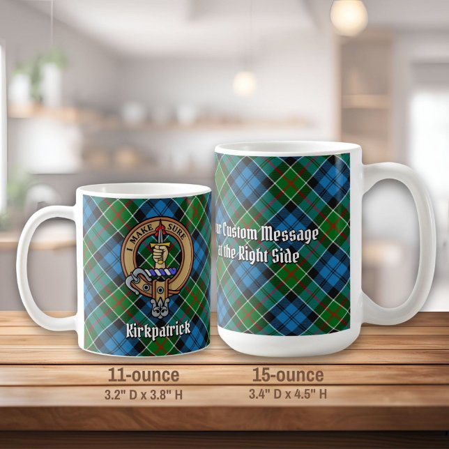 Taza De Café Clan Kirkpatrick Escudo sobre Tartán (Subido por el creador)