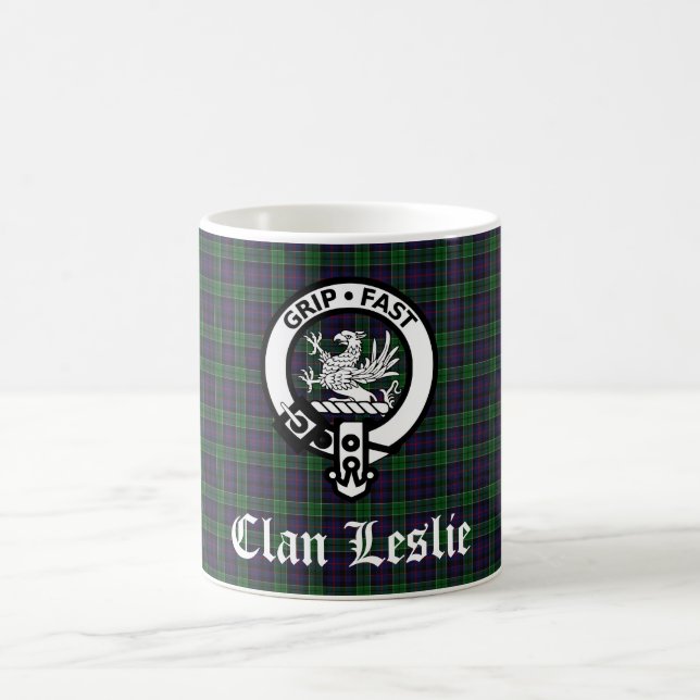 Taza De Café Clan Leslie Escudo Badge y Tartán (Centro)