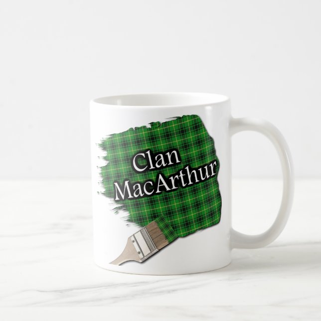 Taza De Café Clan MacArthur Tartan Paint Brush Cup Mug (Derecha)