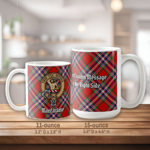 Taza De Café Clan MacFarlane Escudo sobre Red Tartán