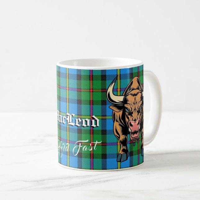 Taza De Café Clan MacLeod Bull Hunting Tartan Motto (Anverso derecho)