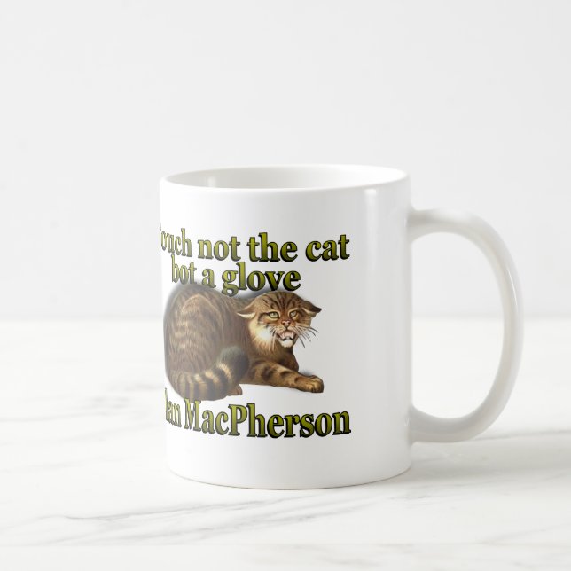 Taza De Café Clan MacPherson no toca el gato bot a guante (Derecha)