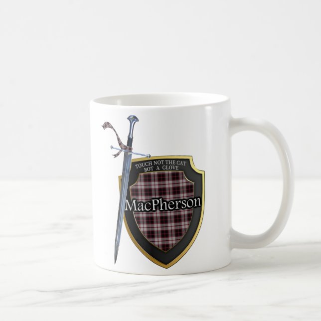 Taza De Café Clan MacPherson Tartan Sword & Shield Cup Mug (Derecha)