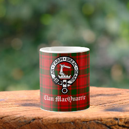 Taza De Café Clan MacQuarrie Tartan y Escudo