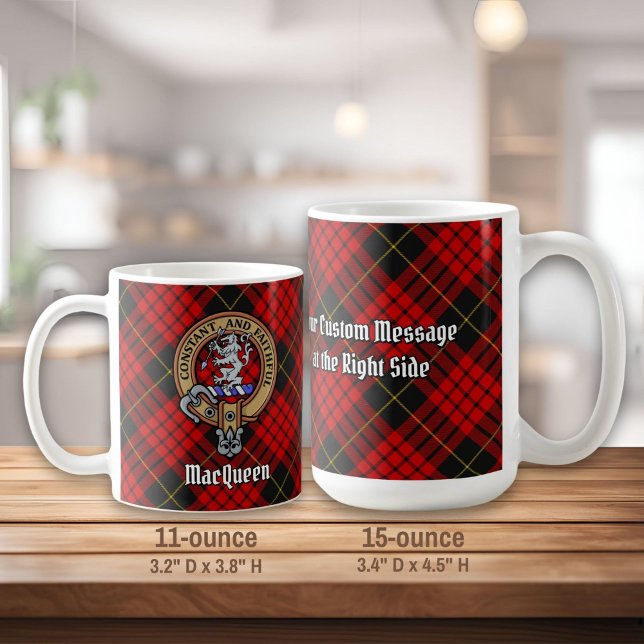 Taza De Café Clan MacQueen Crest sobre Tartán (Subido por el creador)
