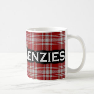Taza De Café Clan Menzies Rojo y Blanco Tartán Escocia
