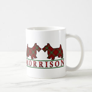 Taza De Café Clan Morrison Tartan Scottish Scottie Dogs