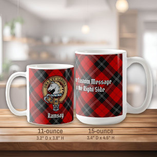 Taza De Café Clan Ramsay Escudo sobre Tartán Rojo