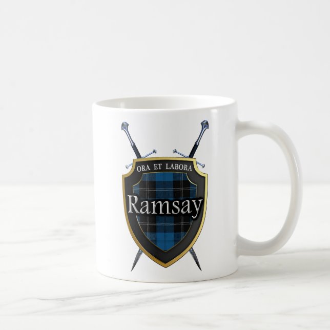 Taza De Café Clan Ramsay Tartan Shield and Swords (Derecha)