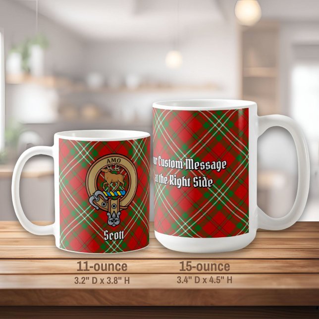Taza De Café Clan Scott Escudo sobre Red Tartán (Subido por el creador)