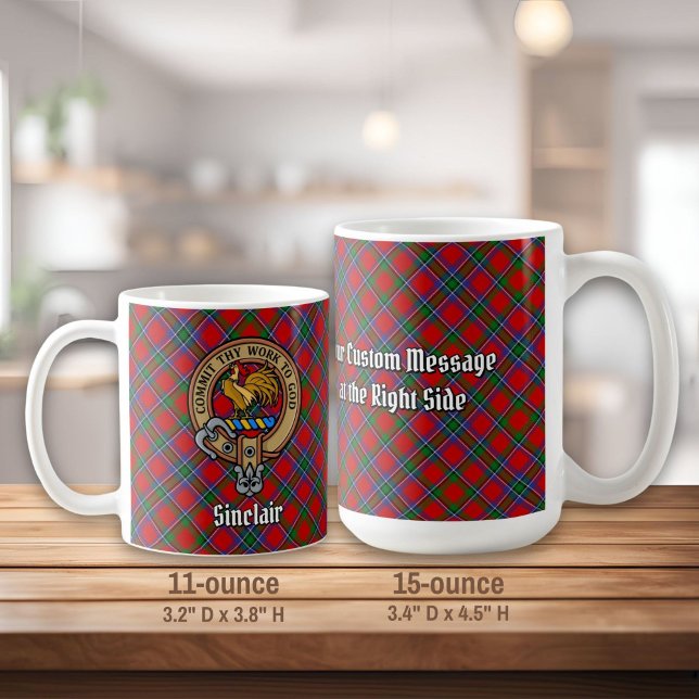 Taza De Café Clan Sinclair Escudo sobre Red Tartán (Subido por el creador)