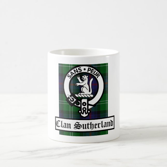 Taza De Café Clan Sutherland Escudo Badge & Tartán (Centro)