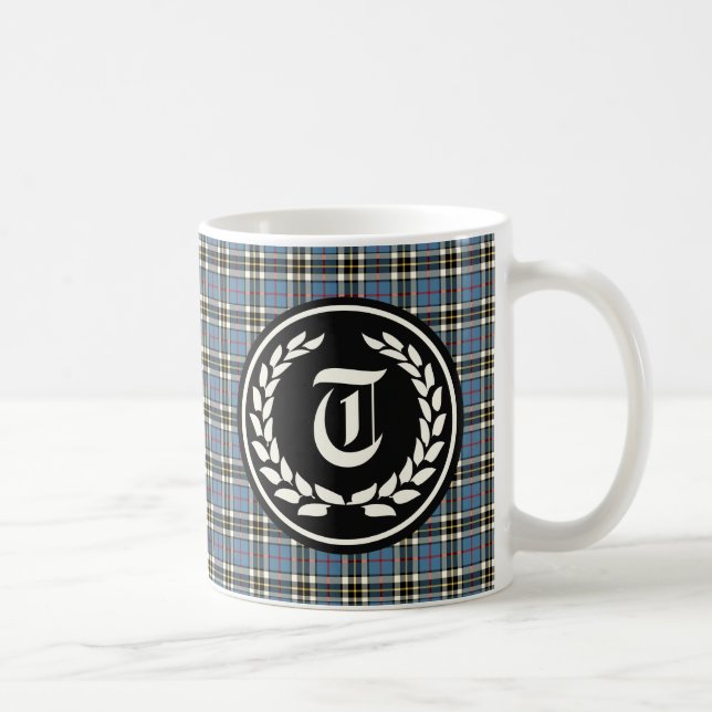 Taza De Café Clan Thompson Blue Dress Tartán Monograma (Derecha)