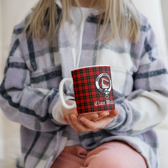 Taza De Café Clan Wallace Escudo Badge y Tartán (Subido por el creador)