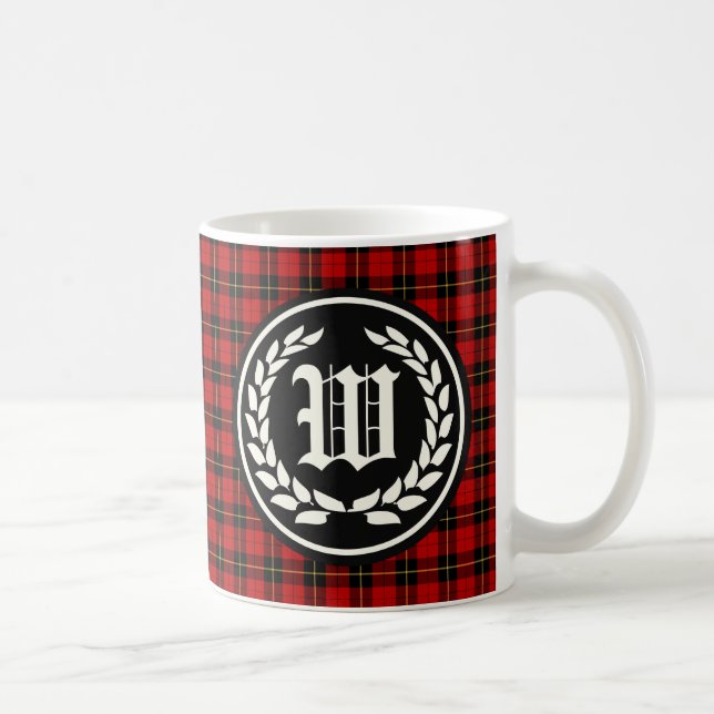 Taza De Café Clan Wallace Tartan Monogram (Derecha)