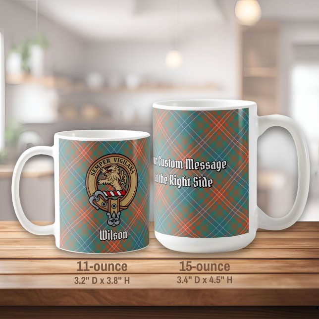 Taza De Café Clan Wilson Escudo sobre el antiguo Tartán (Subido por el creador)