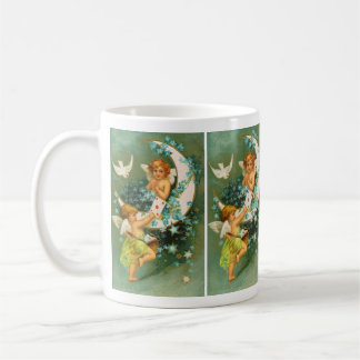 Taza De Café Clapsaddle: Dos querubes en una luna de la hoz
