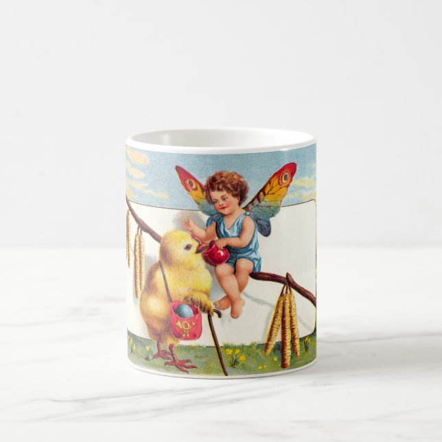 Taza De Café Clapsaddle: Hada de Pascua con el pollo (Centro)