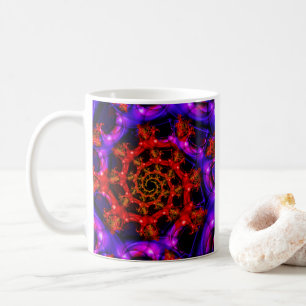 Taza De Café Claramente   Arte fractal rojo y azul