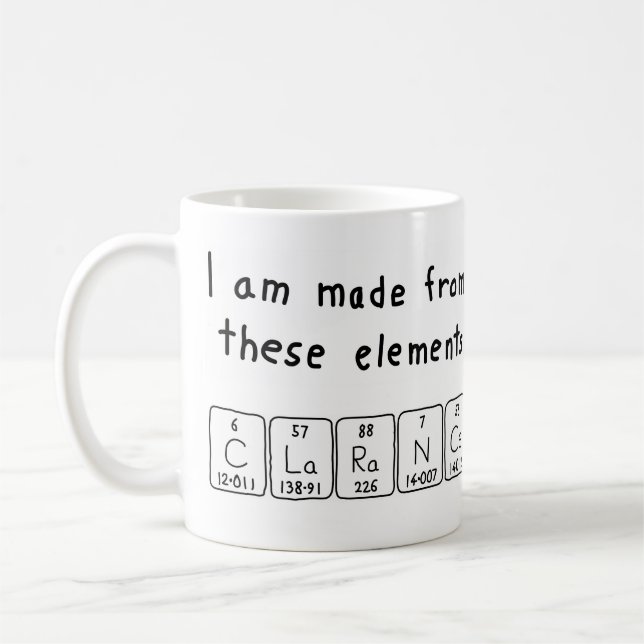 Taza De Café Clarance periódica nombre de tabla mug (Izquierda)