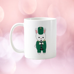 Taza De Café Clarinet Bunny Rabbit Marchando Banda Green Gold