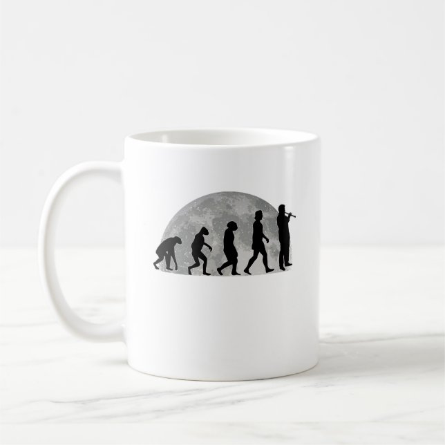 Taza De Café Clarinet Player Evolution Moon Musician (Izquierda)
