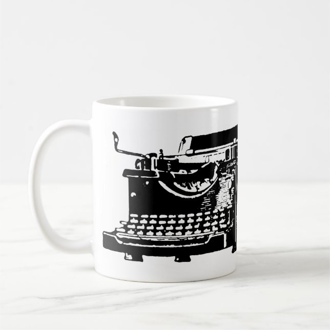 Taza De Café Claro. Yo Texto. Máquina de escribir (Izquierda)