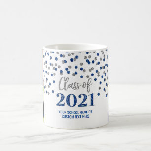 Taza De Café Clase Blue Silver de 2021 Photo Graduation Mug