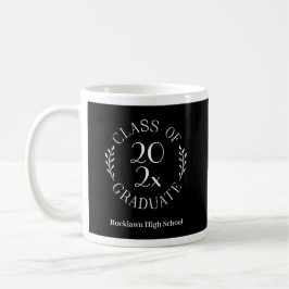 Taza De Café Clase de 2025 Emblem School Name Black Graduation