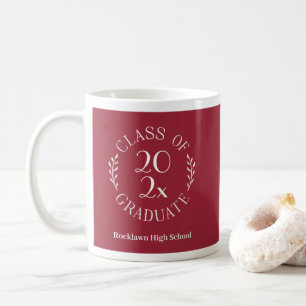Taza De Café Clase de 2026 Escuela Nombre Burgundy Graduación