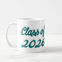 Taza De Café Clase de 2026 graduación con guión verde
