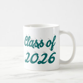 Taza De Café Clase de 2026 graduación con guión verde