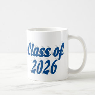Taza De Café Clase de 2026 graduación con texto azul