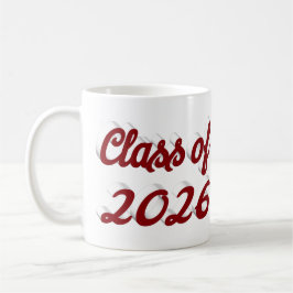 Taza De Café Clase de 2026 graduación en escritura burgundy 