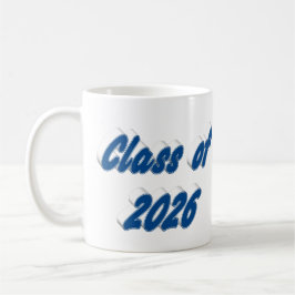 Taza De Café Clase de 2026 tipografía azul graduación