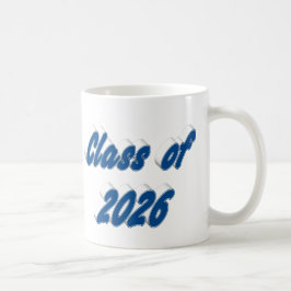 Taza De Café Clase de 2026 tipografía azul graduación