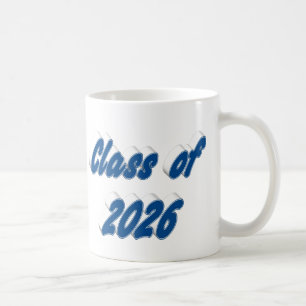 Taza De Café Clase de 2026 tipografía azul graduación