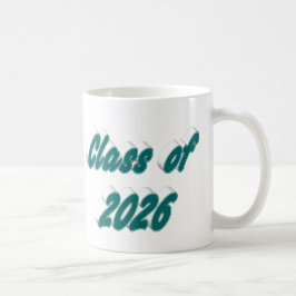 Taza De Café Clase de 2026 tipografía verde graduación