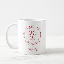 Taza De Café Clase de año de graduación de tipografía roja
